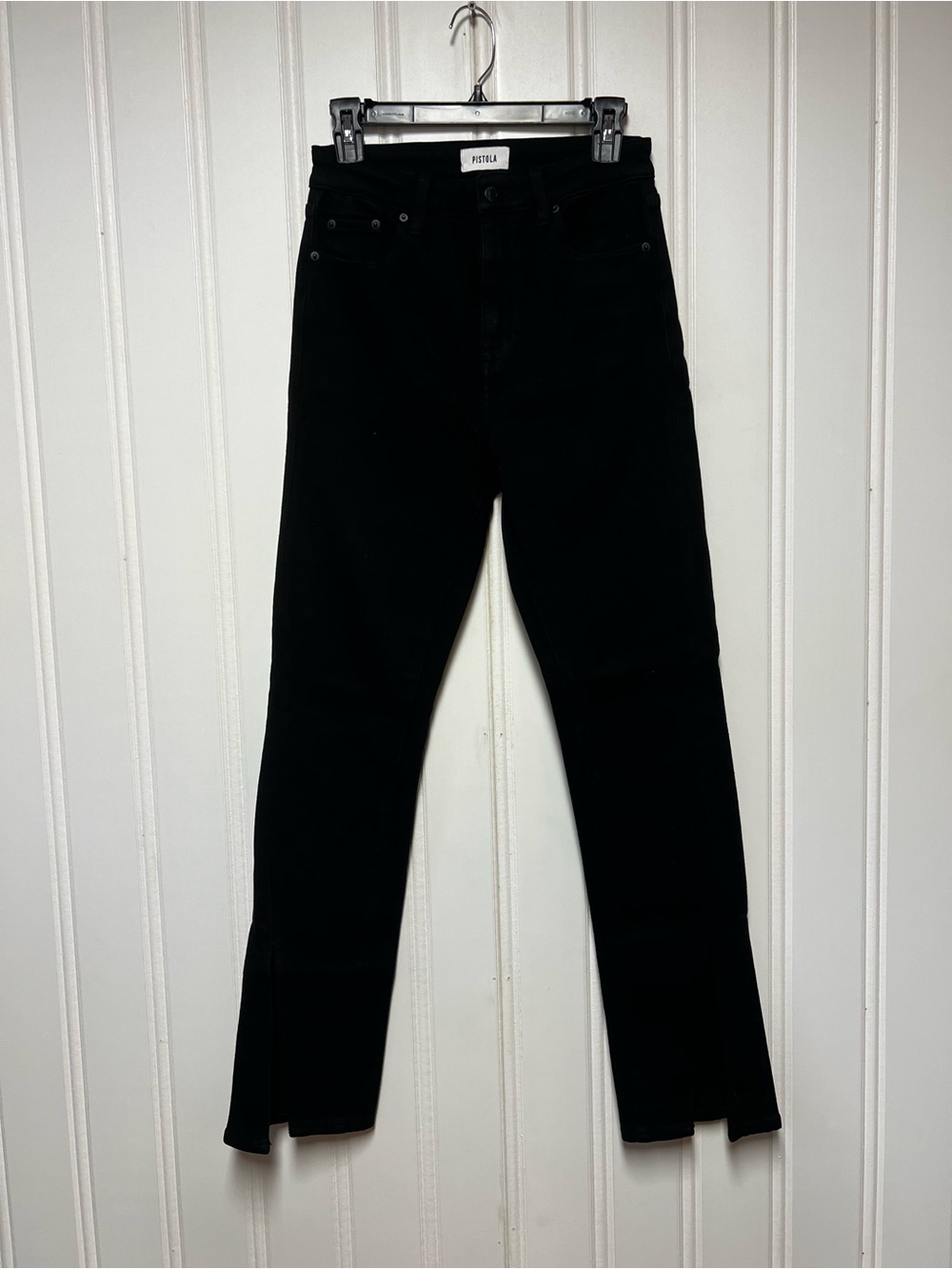 Pistola Alexa High Rise Slim Flare Jeans Black Split Hem Size 27